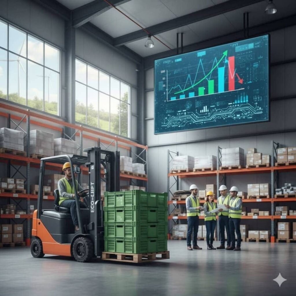 Hacia una Flotilla Sostenible_ Cómo los Montacargas Eléctricos Reducen Emisiones y Maximizan el ROI en su Almacén